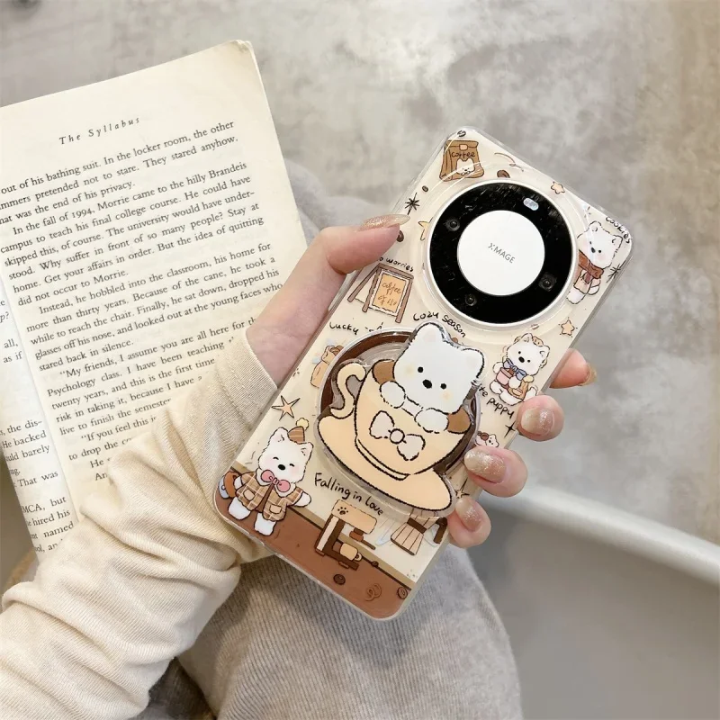 Корейский милый кофейный щенок для телефона Magsafe, магнитная подставка Griptok для IPhone, забавный складной чехол для беспроводной зарядки, держатель