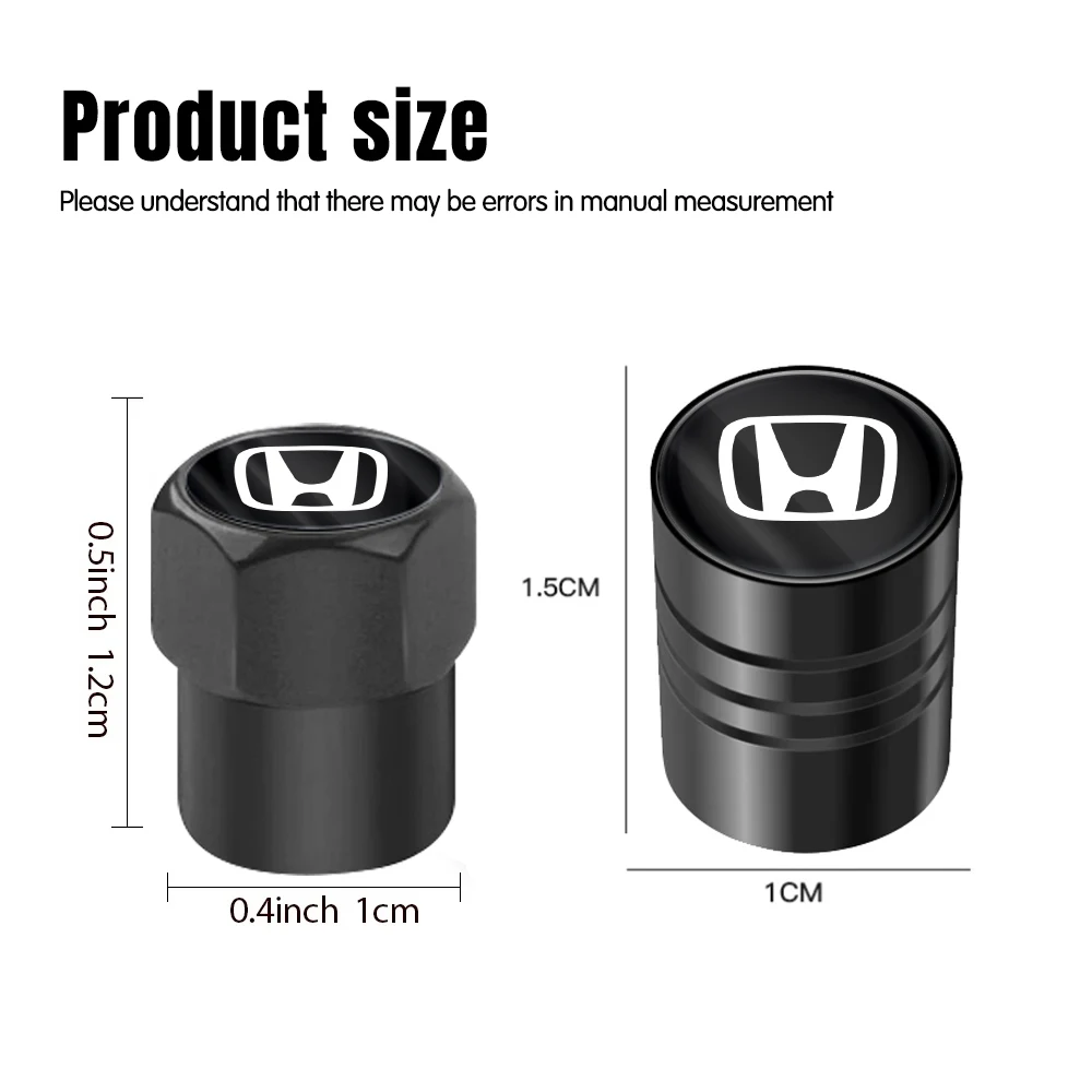 pcs Metal Car Wheel Tire Valve Caps Stem Case Covers For Honda Civic Accord Crider City XRV CRV HRV Inspire Fit Odyssey Envix