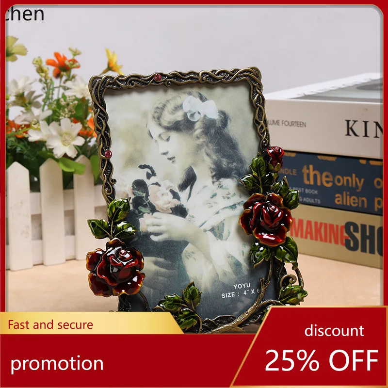 

Hxl vintage rose metal photo frame ornament decoration photo frame