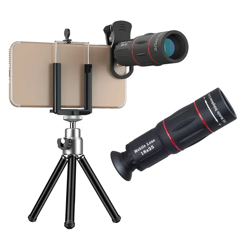 APEXEL-teleobjetivo Monocular con Zoom 18X25, lente para teléfono móvil con trípode para acampar, turismo, telescopio portátil