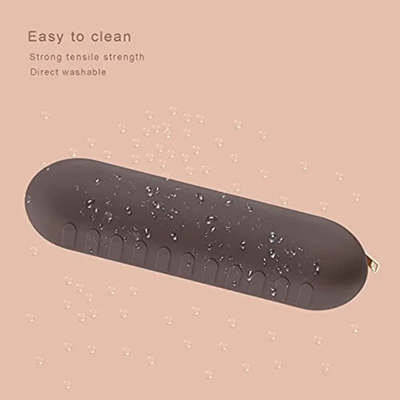 Large Travel Makeup Brushes Holder, Silicone Portable Cosmetic Brush Organizer Case, Soft Makeup Brush Purse for Travel