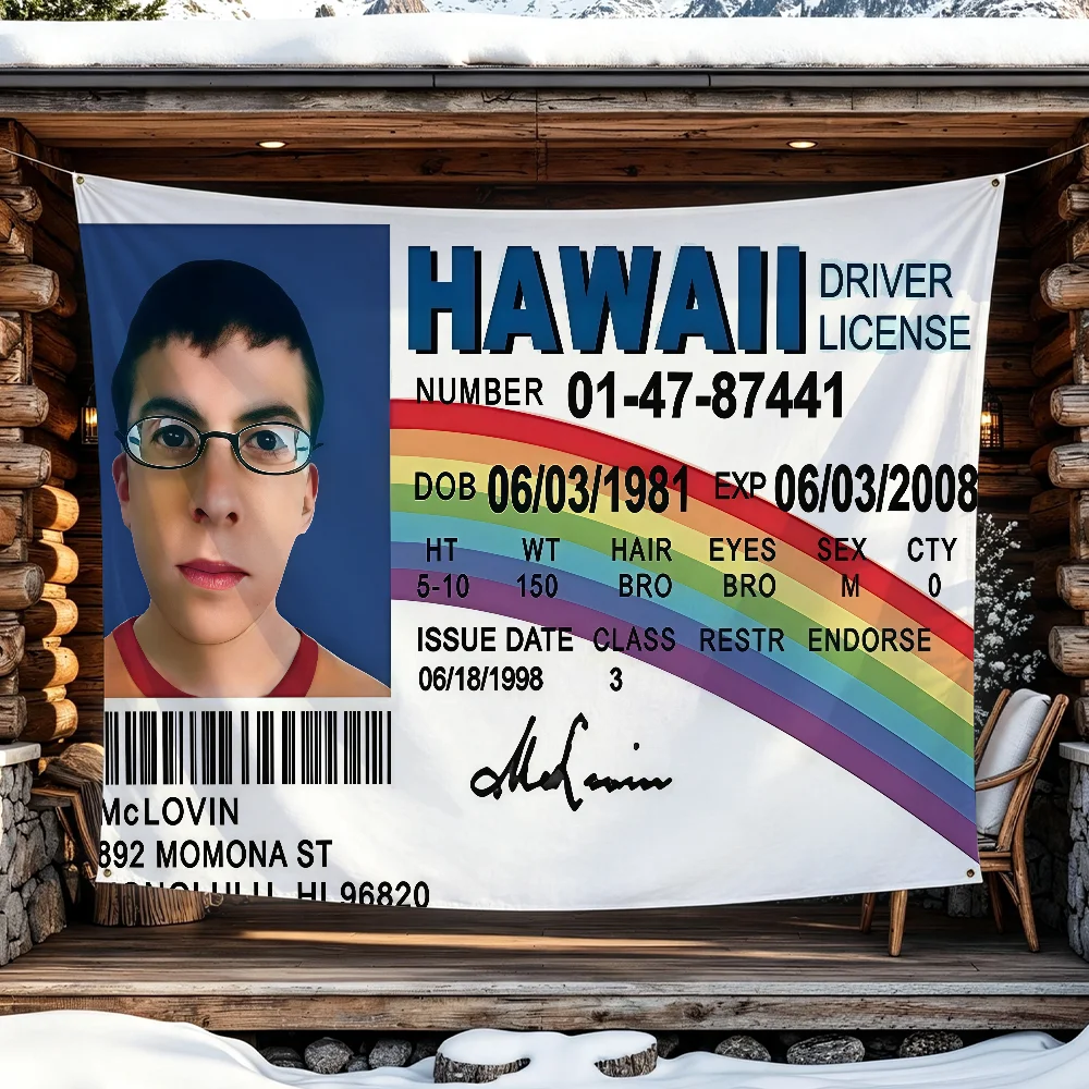 M-McLovin ID flag For Living Room Home Dorm Decor Wall Outdoor Camping Party Banner Gifts