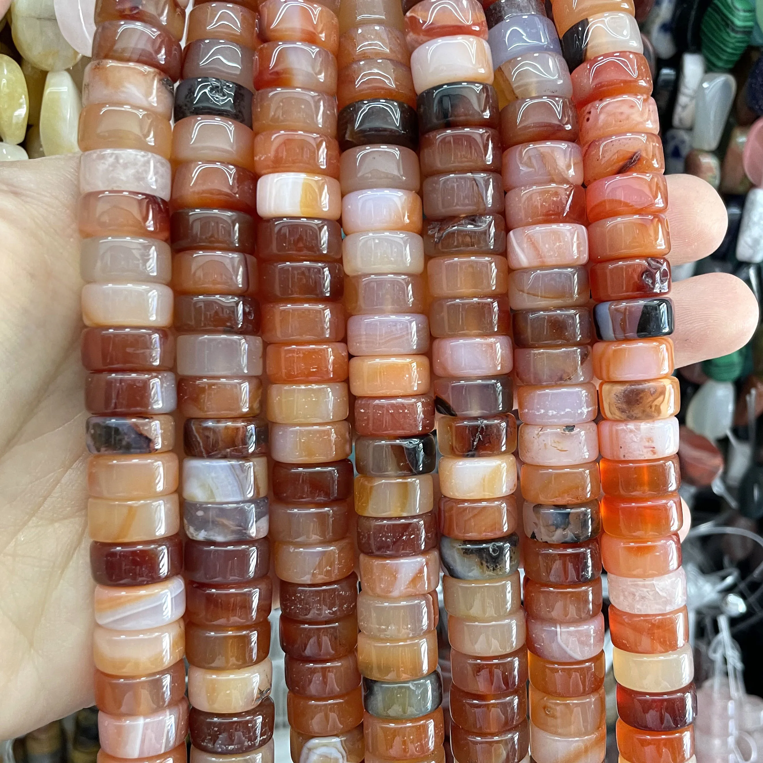 6X12MM Naturstein-Achate, Tigerauge, Quarz, Türkis, lose Spacer-Perlen für die Schmuckherstellung, DIY-Armbänder, Halsketten-Zubehör – Detail 11