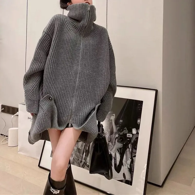 

Lazy Knitted Cardigan Women's 2023 New Autumn/Winter Loose Mid length Sweater Coat