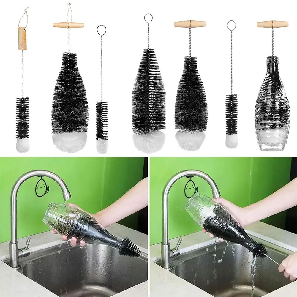 With Beechwood Handle Soda Stream Bottle Brush Kitchen Cleaning Tool Dust Removal Glassware Jars Cleaner