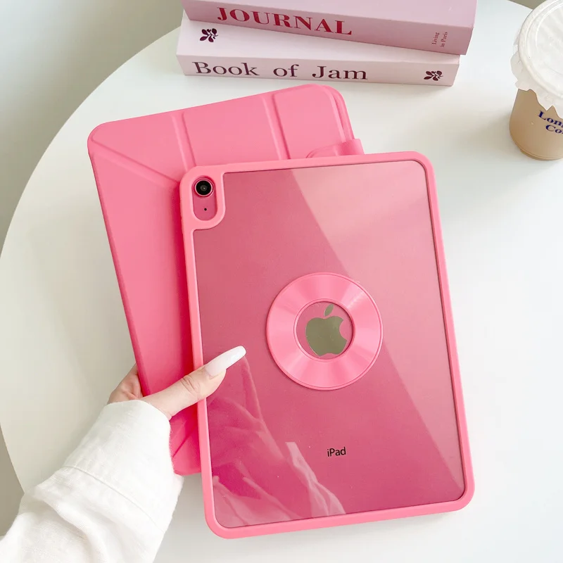 

INS Fashion pink Leather 360° Rotating bracket Tablet Case For iPad 10 2023 3+Y-fold Flip Cover For iPad 10th Gen 2022 10.9 inch
