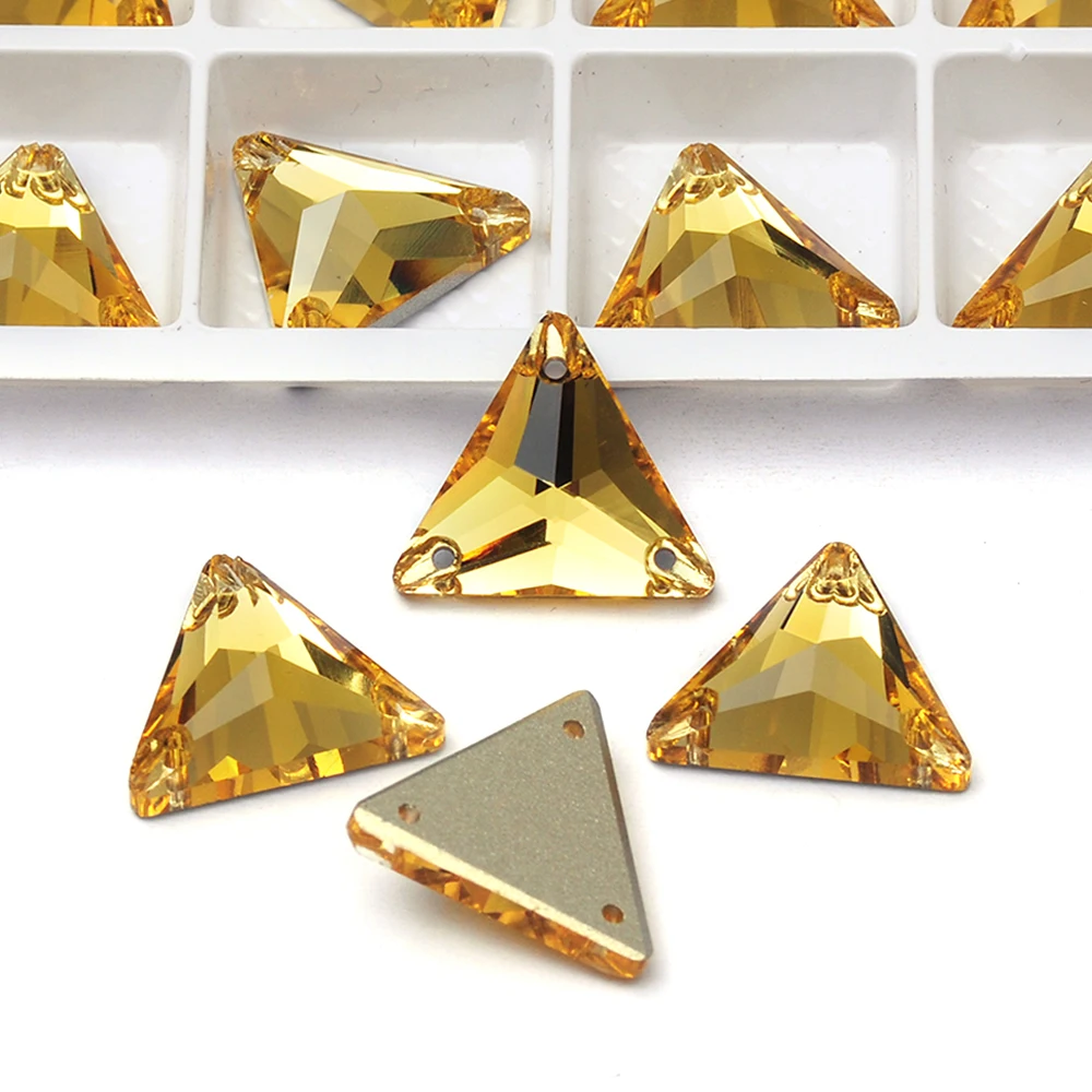 Pubrilex Dreieckige Aufnähbare Strasssteine Großhandel Glas Flache Rückseite Glitzer Näh-Strass-Applikation für Handarbeiten Kleidung Kleider – Detail 7