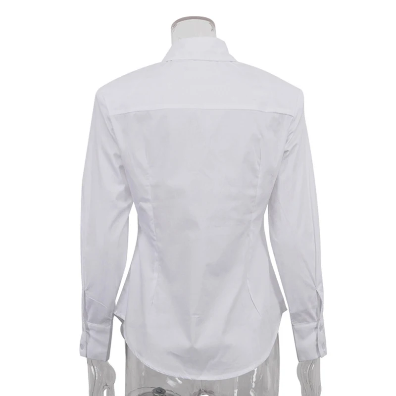 Tornova Commuting White Women's Shirt Female Casual Lapel Long Sleeve Top Single Breasted Solid Cardigan Top Female New Blouses