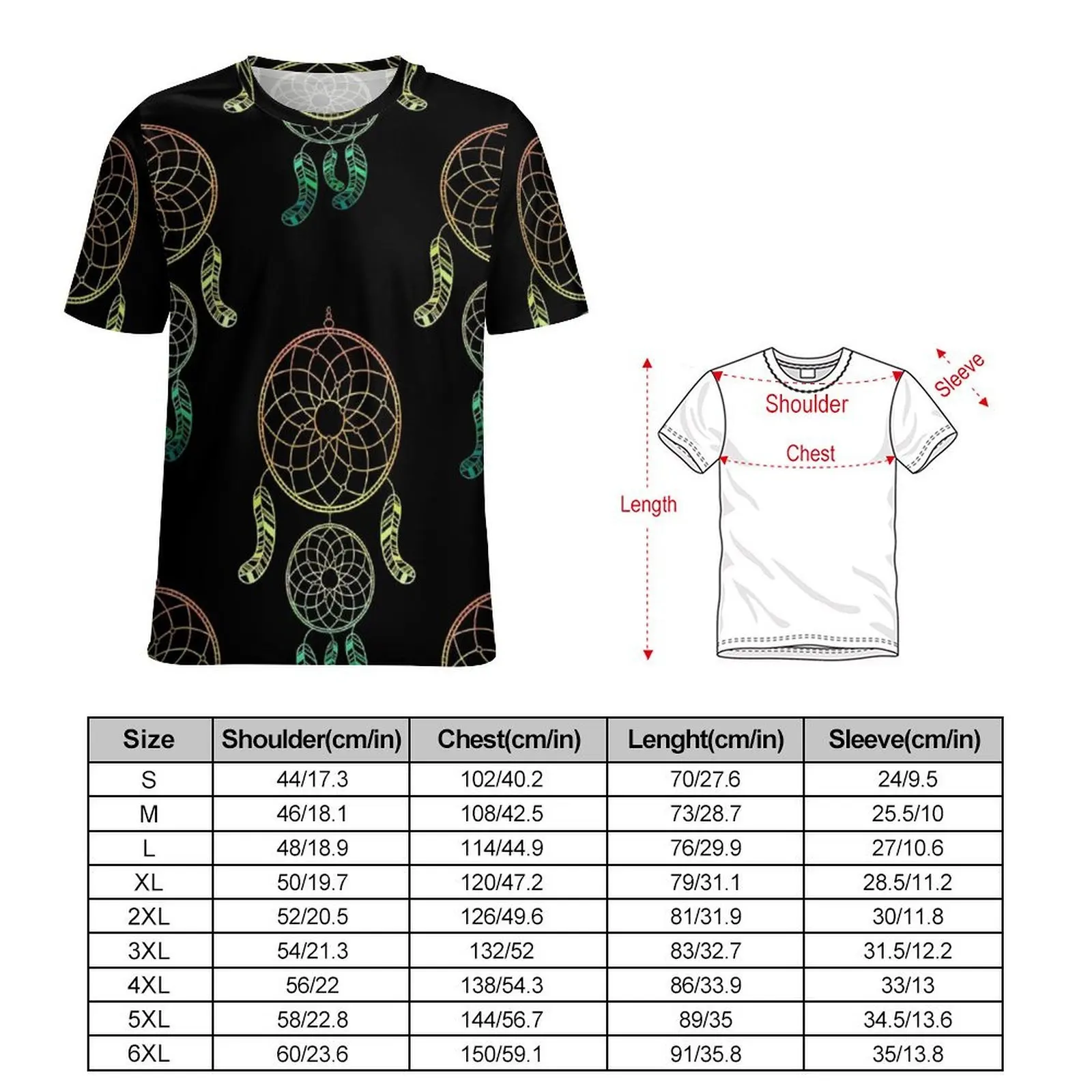 Oversized T Shirt Summer Boho Dream Catcher T-Shirts Retro Print Kawaii Round Neck Tshirt Male Cool Graphic Top Tees