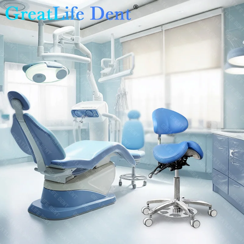 

Поворотный салонный микроскоп GreatLife с ножным управлением, имплантат, хирургическое кресло-седло из искусственной кожи, стул для стоматолога Vet Gyn
