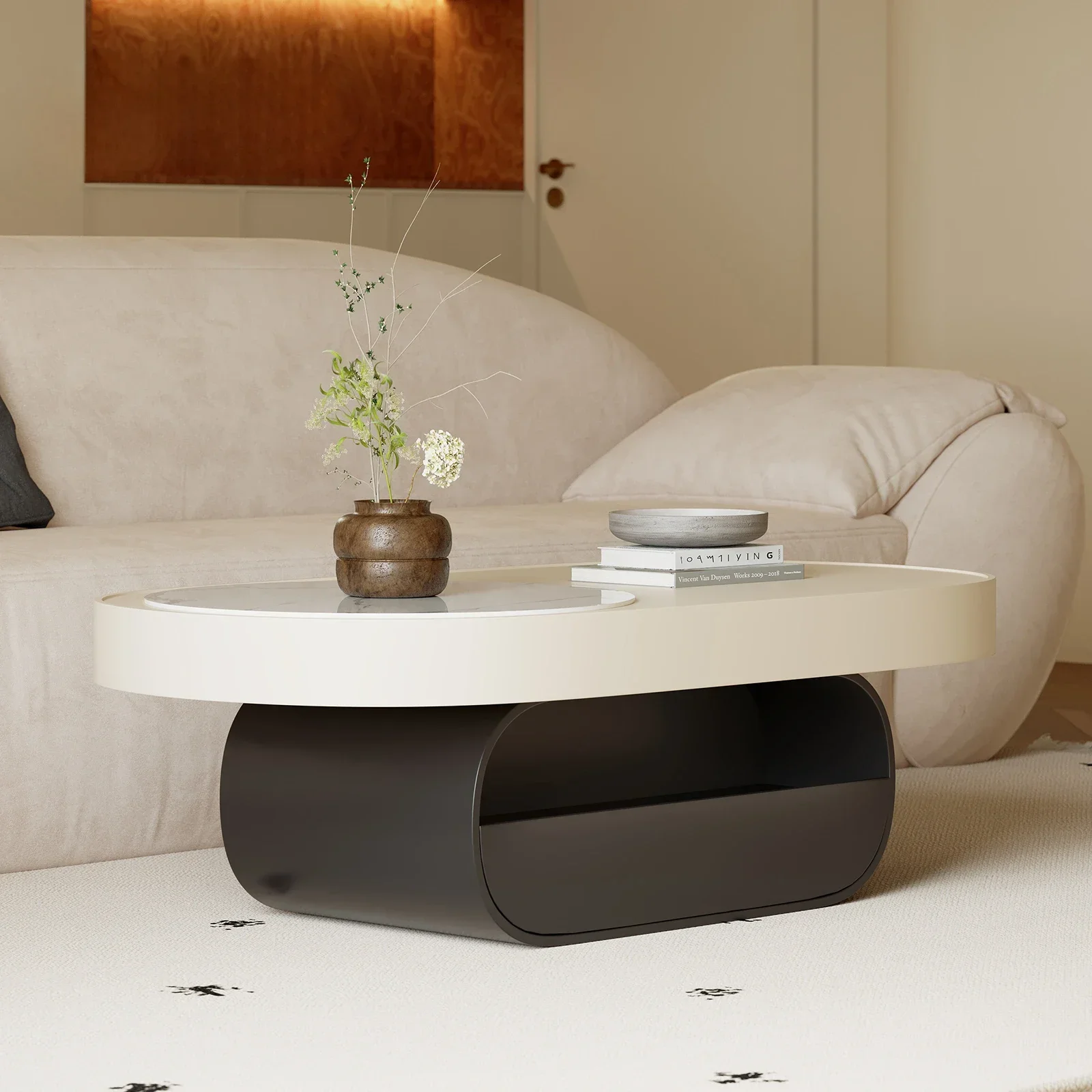 

Living room 2024 new coffee table oval simple modern small apartment