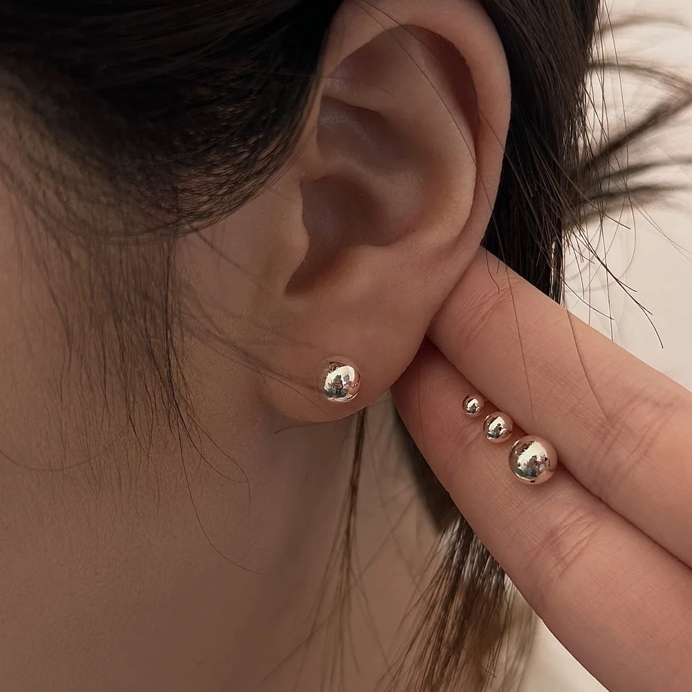 Yupsk 3 Pairs Fashion Style Stainless Steel Round Ball Stud Earrings For Women Men Classic Style Daily Earring Wear Jewelry Gift