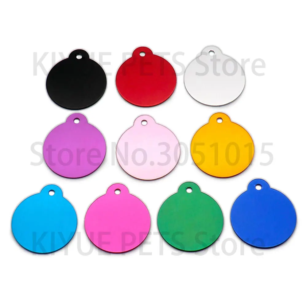 Wholesale 20pcs Round Shape Charm Pet Tags DIY Tags Pet Shop Tags Pet Dog Cat Tag Id Aluminum Phone Telephone Supplies Alloy