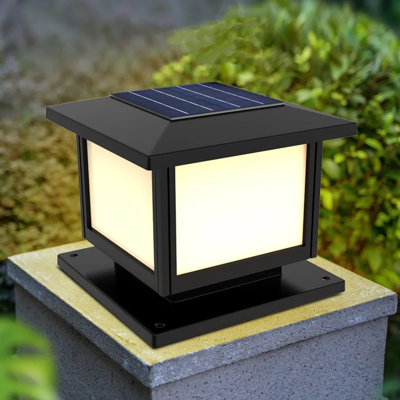 Lámpara Solar LED para pilar, iluminación de poste de puerta de Villa, Panel Solar impermeable, lámpara de pared para patio de plástico ABS, luz de