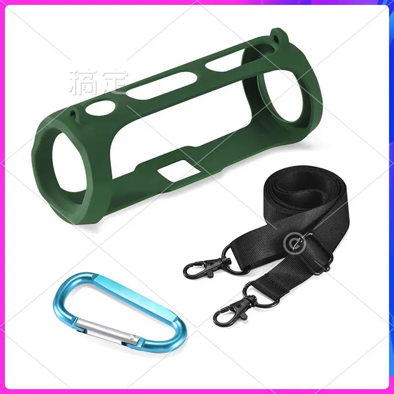 

ATTT-Silicone Cover Case Waterproof Protective Cover Anti Drop+Shoulder Strap For FLIP ESSENTIAL 2 Wireless Speaker