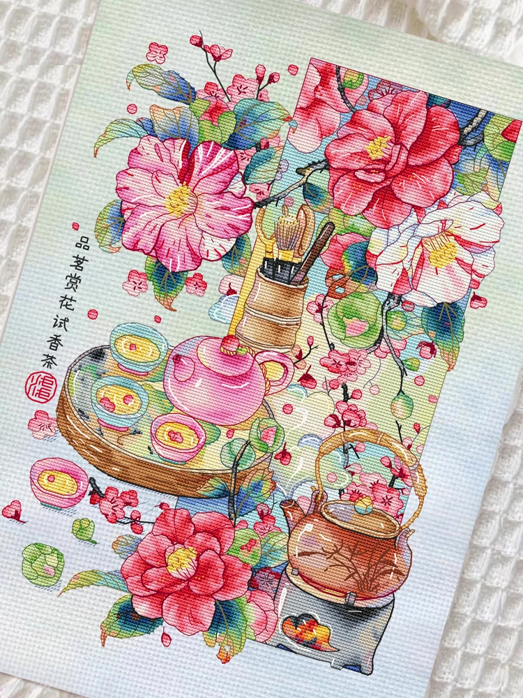 

Original 2025 New Cross Stitch Plum Blossom Small Piece Self Thread Living Room High End Eight Elegance Pattern Cotton Fabric