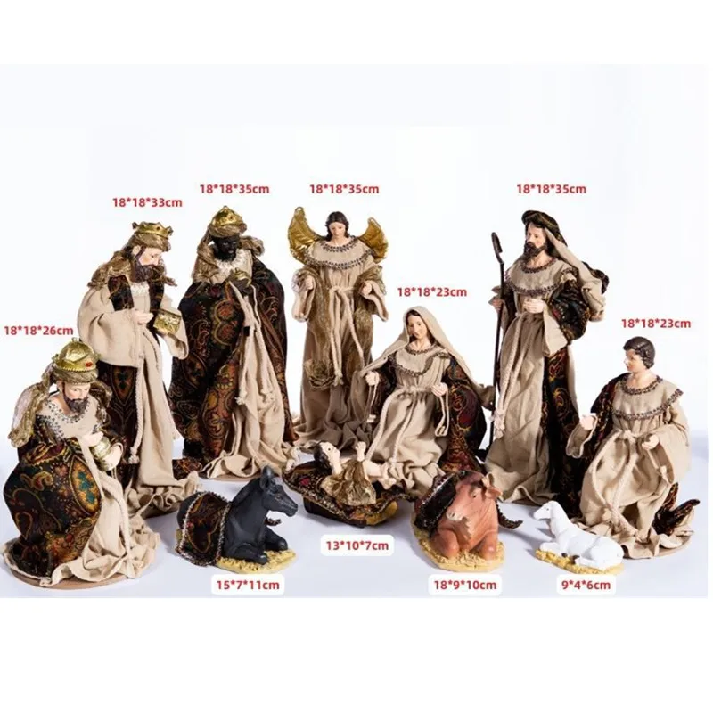 Crib Christmas Nativity Scene Figures Jesus Christ Home Decor Catholic Church Souvenirs