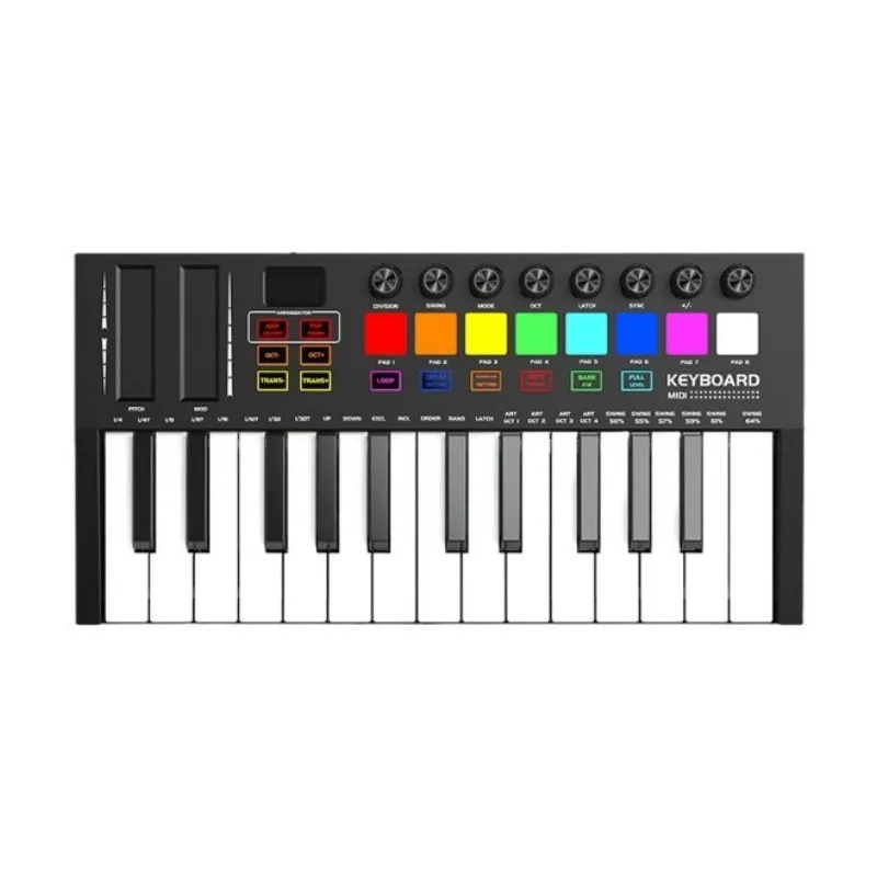 25 Key MIDI Keyboard Controller Professional Electronic Audio Intelligent Portable Arranging Strike Pad Keyboard Piano