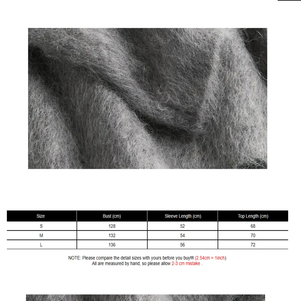 O-neck Rib Kintted Mohair Long Sleeve Sweater Women Autumn Winter Loose Cropped Jumper Female Fashion Casual All-match Pullover