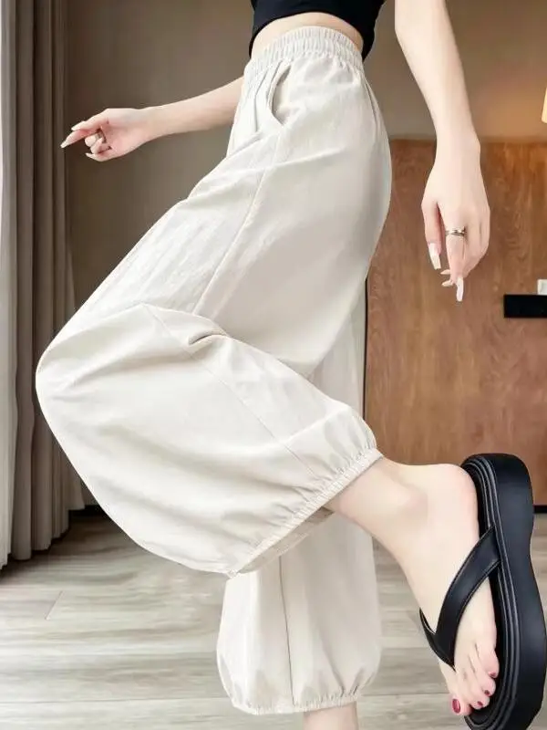 

Ice Silk Thin Lantern Pants Women's Summer New Loose Slim Casual Nine Points Harlan Cool Sensation Trousers High Waist Elastic