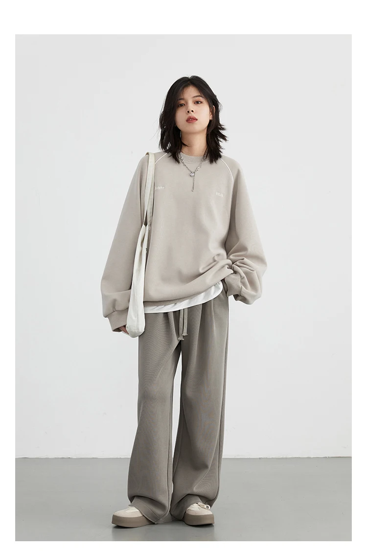 CHIC VEN Women's Pant Streetwear Solid Loose New Drawstring Sports Casual Trousers High Waisted Pants Autumn Winter 2025