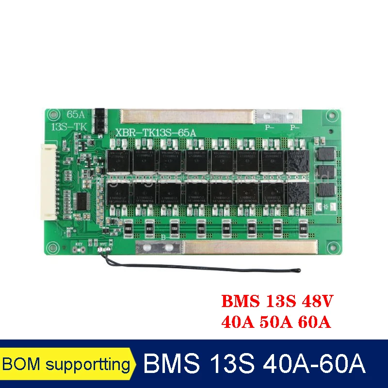 Imagem -02 - Bms 13s 48v 40a 50a 60a 18650 Bateria Balance Board Li-ion Lipolymer Charge Protection Pcb Equalização para E-bike Escoote