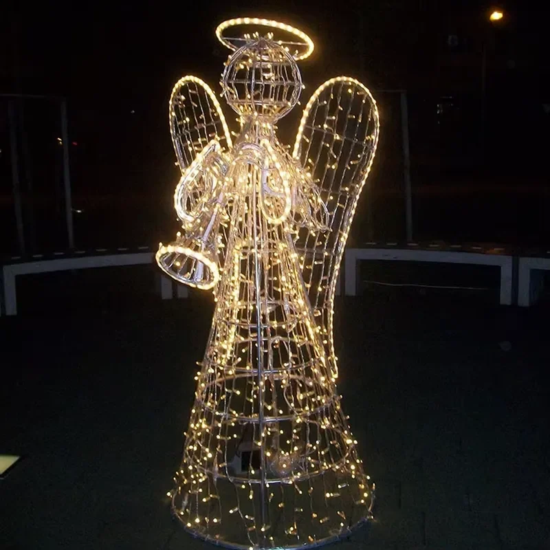 Giant 3D LED Angel Light for Christmas New Year Decoration Outdoor Garden Display Holiday Celebration Theme Lights Christmas