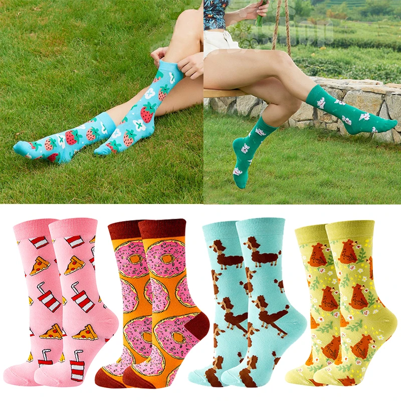 

Cute Women Socks Cartoon Animal Food Fruit Socks Kawaii Funny Trendy Socks Happy Harajuku Casual Socks Autumn Spring Stocking