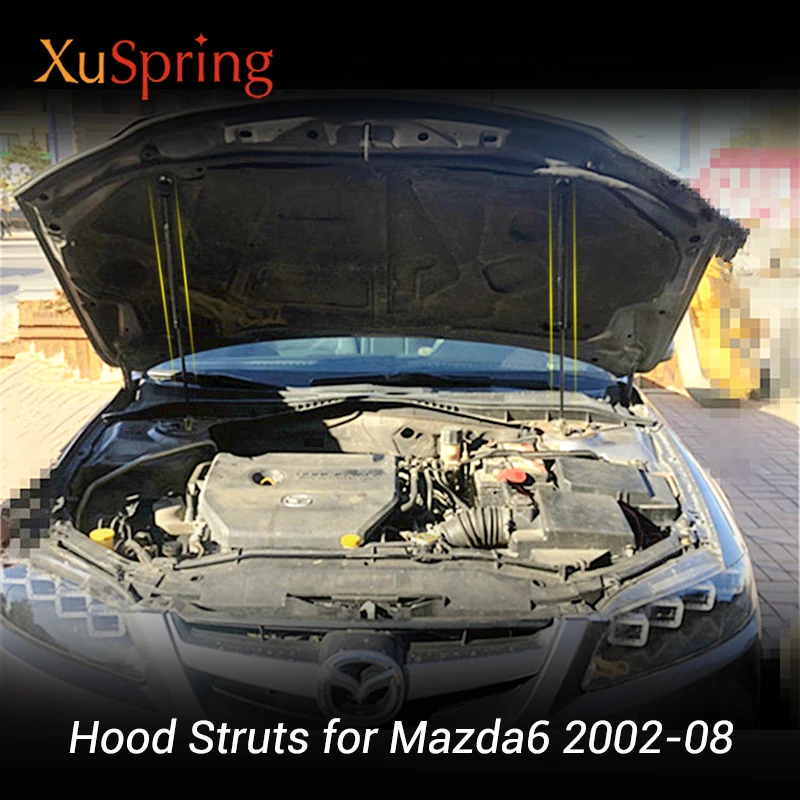 Resorte de capó de coche para Mazda6, Mazda 6, GG1, 2002-2008, puntales de choque, 2 unids/set/juego, varilla hidráulica, amortiguador de Gas,