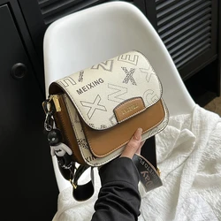 Hot-selling Color Matching Letters One-shoulder Diagonal Women's Bag Fashion Everything Temperament Elegant Commuter Bag