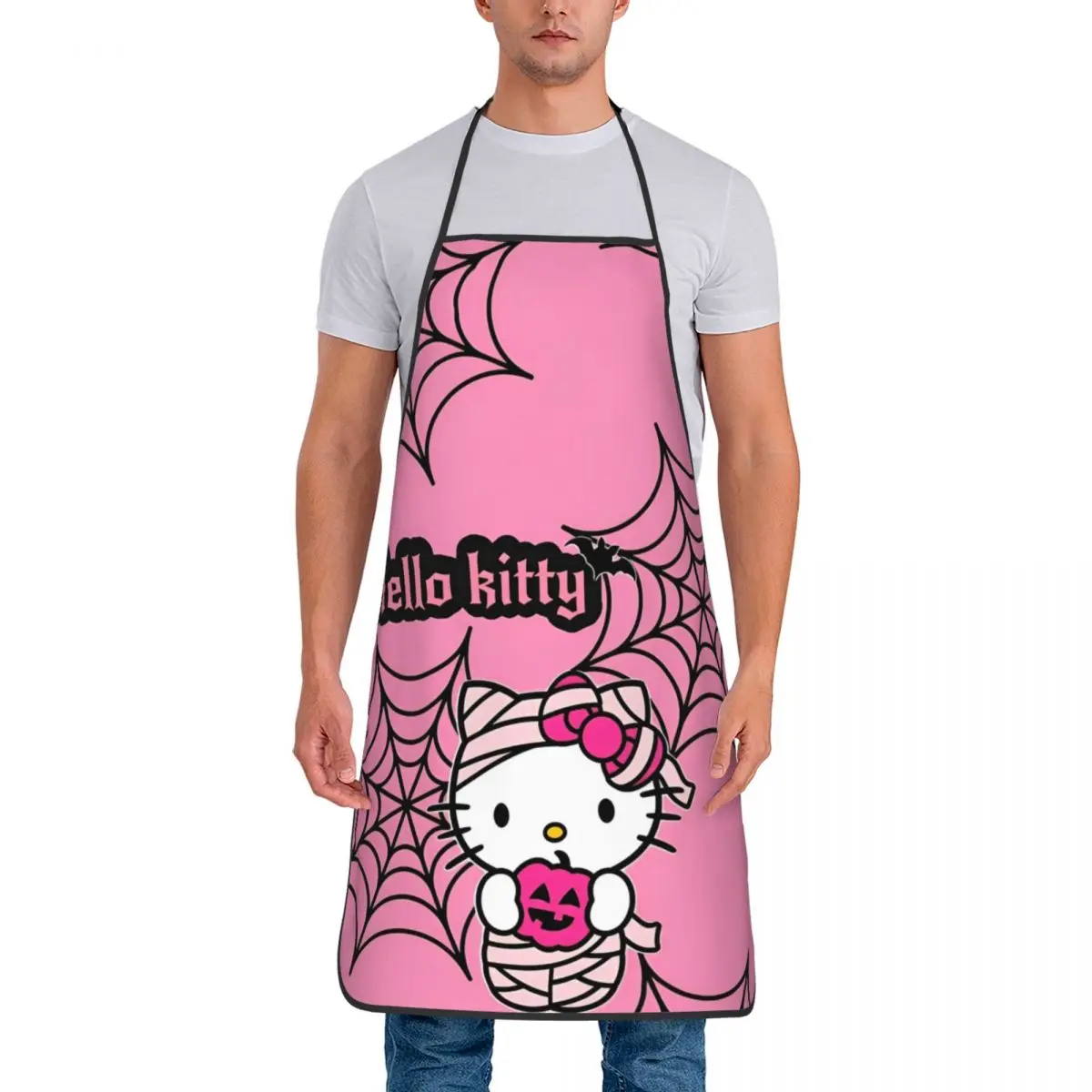 

Фартук Hello Kitty на Хэллоуин для приготовления пищи, модные кухонные аксессуары, удерживающие фартуки для взрослых без кармана