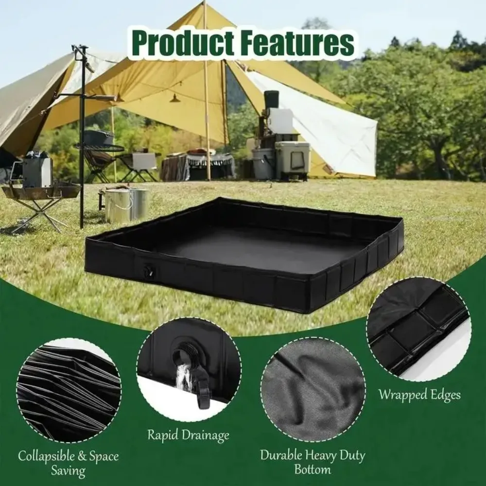 

1PC 104×104×13cm Outdoor Square Foldable Tent Water Tray, Storage Pool Baby Fishing Pool, Shower Water Basin for Camping, Hiking