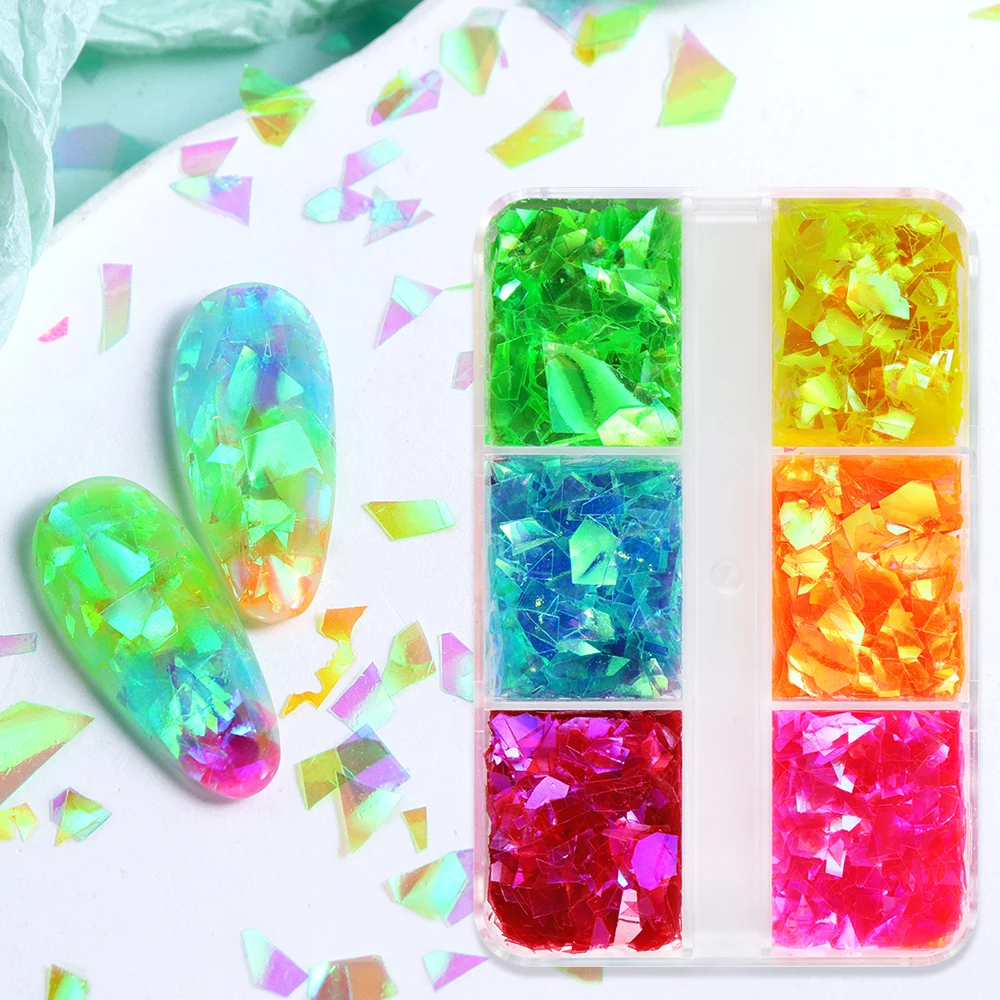 Copos de brillo irregulares coloridos de verano, relleno de resina epoxi, fragmento iridiscente de color caramelo para relleno de moldes de silicona, manualidades DIY