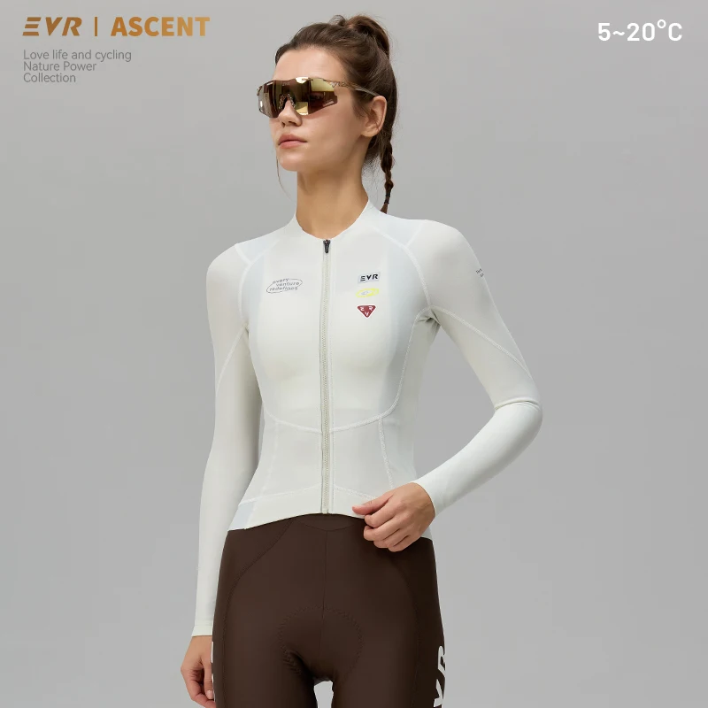 EVR Pro Dames Winter Fleece Fietsjersey Thermisch Lange Mouw Racefiets Top Warme Slim Fit Outdoor Fietskleding