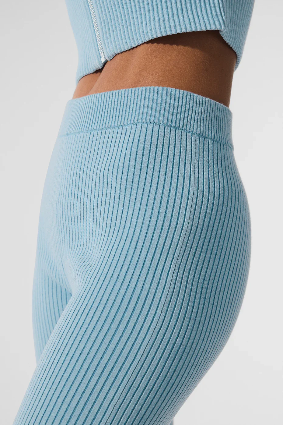Women Knit Flared Pants Solid Color Small Logo High Waist Wide Leg Micro Bootcut Long Trousers Street Fitness Athleisure Wear