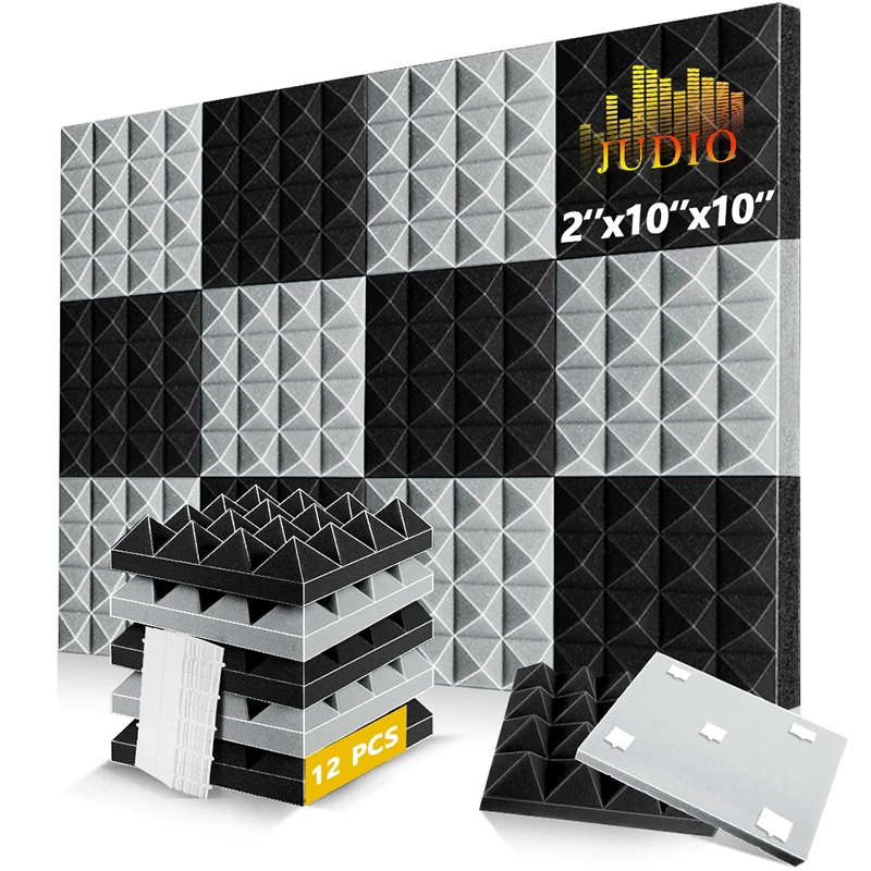 

Soundproofing Noise Cancelling Panels 12 Pcs, For Music Studio Flame Resistant Absorb Noise Eliminate Echoes, Acoustic Foam Wall