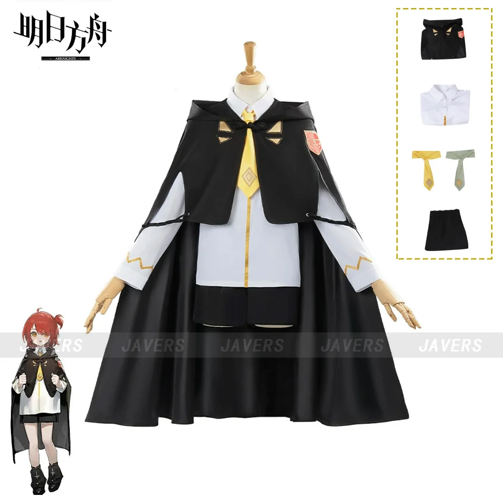 

Game Arknights Lemuen Exusiai Cosplay Costume Shirt Short Black Cloak School Uniform Woman Halloween Carnival Campus Party Suit
