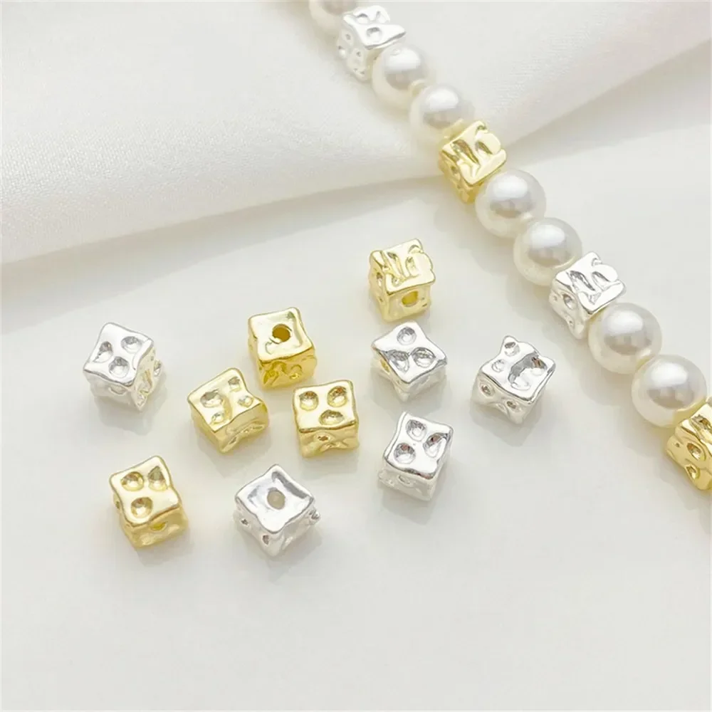 

14K Gold-wrapped Square Beads, Cheese Loose Beads, Handmade DIY Beaded Bracelets, Necklaces, Jewelry, Material Accessories
