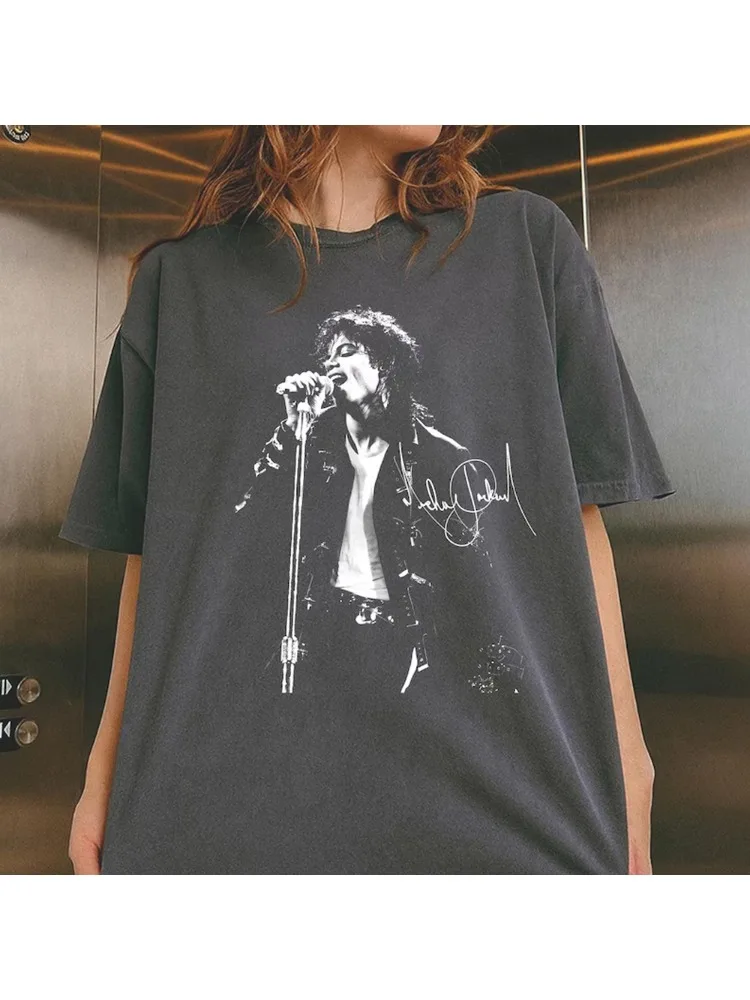 Michael Jackson Modern Redesign T-shirt Men and Women Summer Cotton Y2K Clothing Fashion Round Neck Short Sleeved Tee Fan Gifts image 4