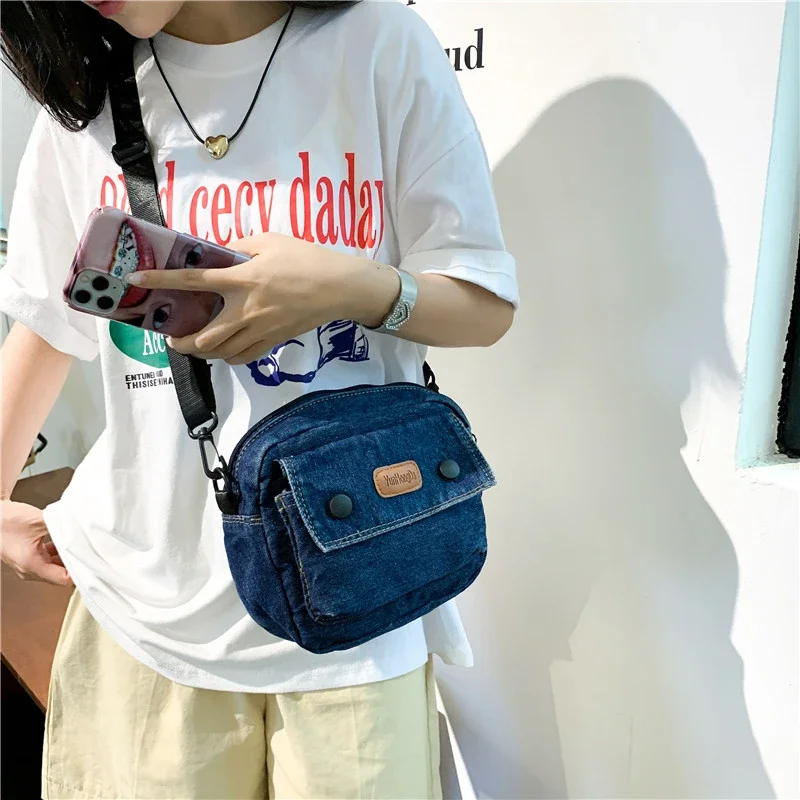 

Small Denim Women's Bag New Jeans Pocket Canvas Shoulder Bag Cowboy Handbags Vintage Messenger Bag Y2K Eco Bag Korean Satchels