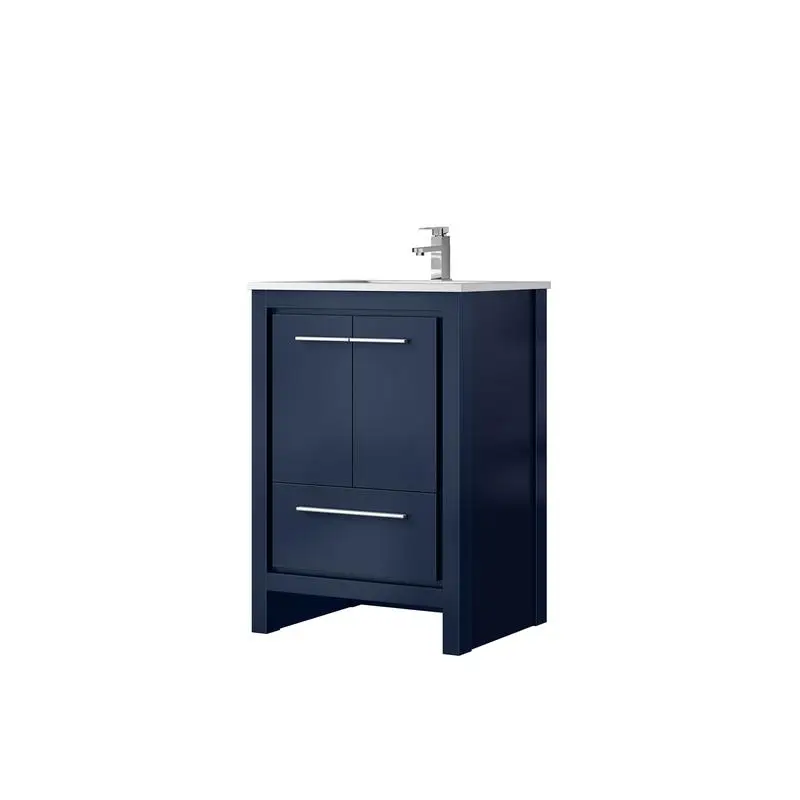 Navy Blue Bath Vanity 24"W x 20"D, Cultured Marble Top with Chrome Faucet Set for Bathroom Sink