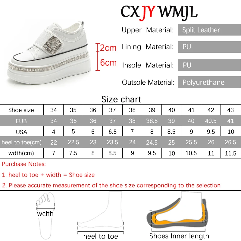 CXJYWMJL Genuine Leather Platform Sneakers for Women Spring Hook & Loop Vulcanized Shoes Ladies Thick Bottom Casual Wedgies