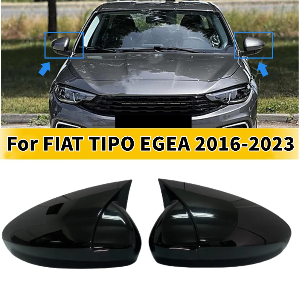 

Pair Gloss Blakc/Carbon Fiber Look Rearview Mirror Cover For FIAT TIPO EGEA 2015-2022 Mirror Caps Car Accessories