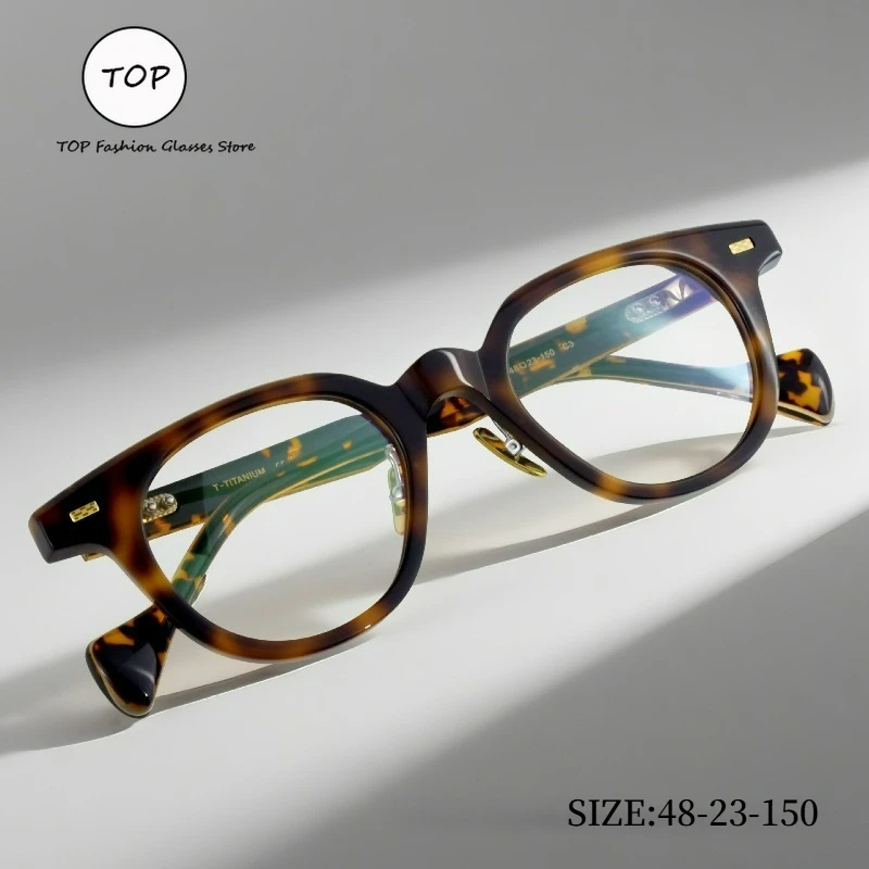 

2026 винтажная круглая ацетатная оправа для очков для мужчин и женщин, модные очки с черепаховым узором, классические ретро-оптические очки по рецепту