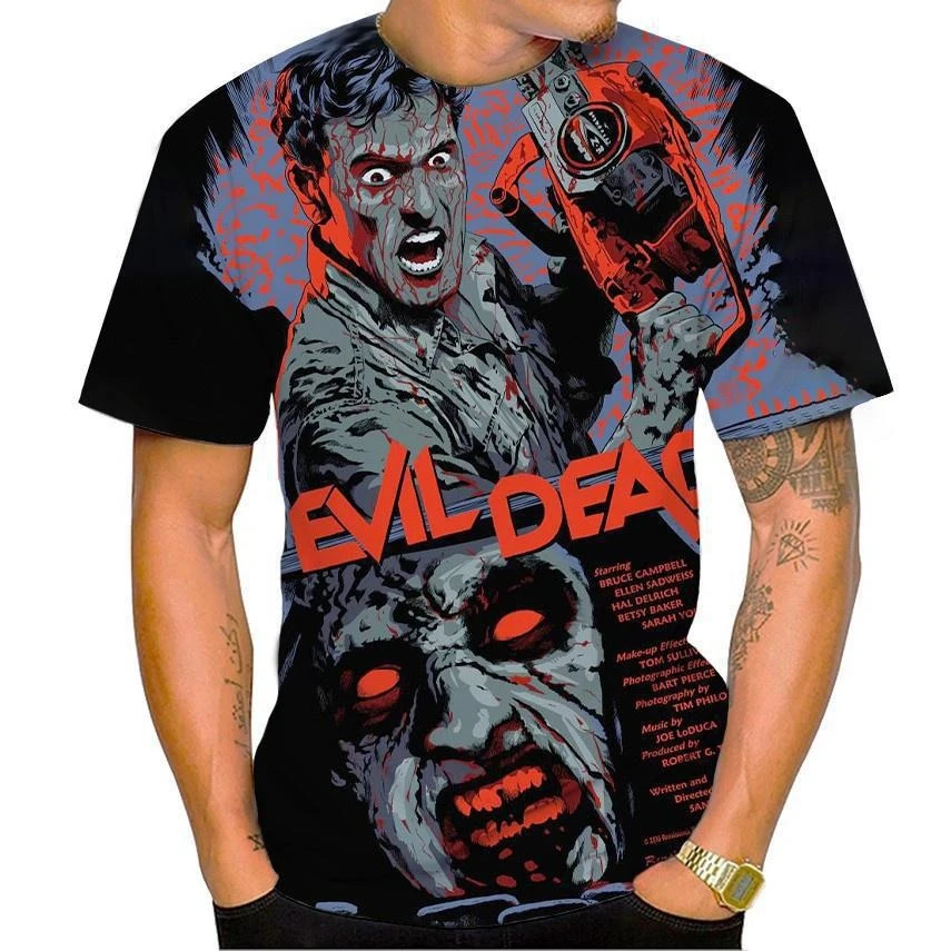 Hot Selling Horror Movie Evil Dead 3D Print Men\'s T-Shirt Personality Hip Hop Unisex Casual Funny T-Shirt Halloween Streetwear