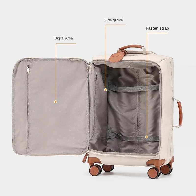 Mala de Viagem Feminina Ultra Leve com Rodas, Grande Capacidade, 28 Polegadas, Bagagem de Mão para Negócios, Mala de Tecido de 20 Polegadas