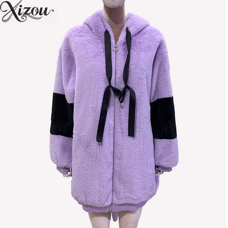 

Japanese Y2k Soft Girl Faux Fur Plush Coat Winter Warm Thick Padded Rabbit Bunny Ears Hooded Tail Cartoon Anime Cool Fluffy