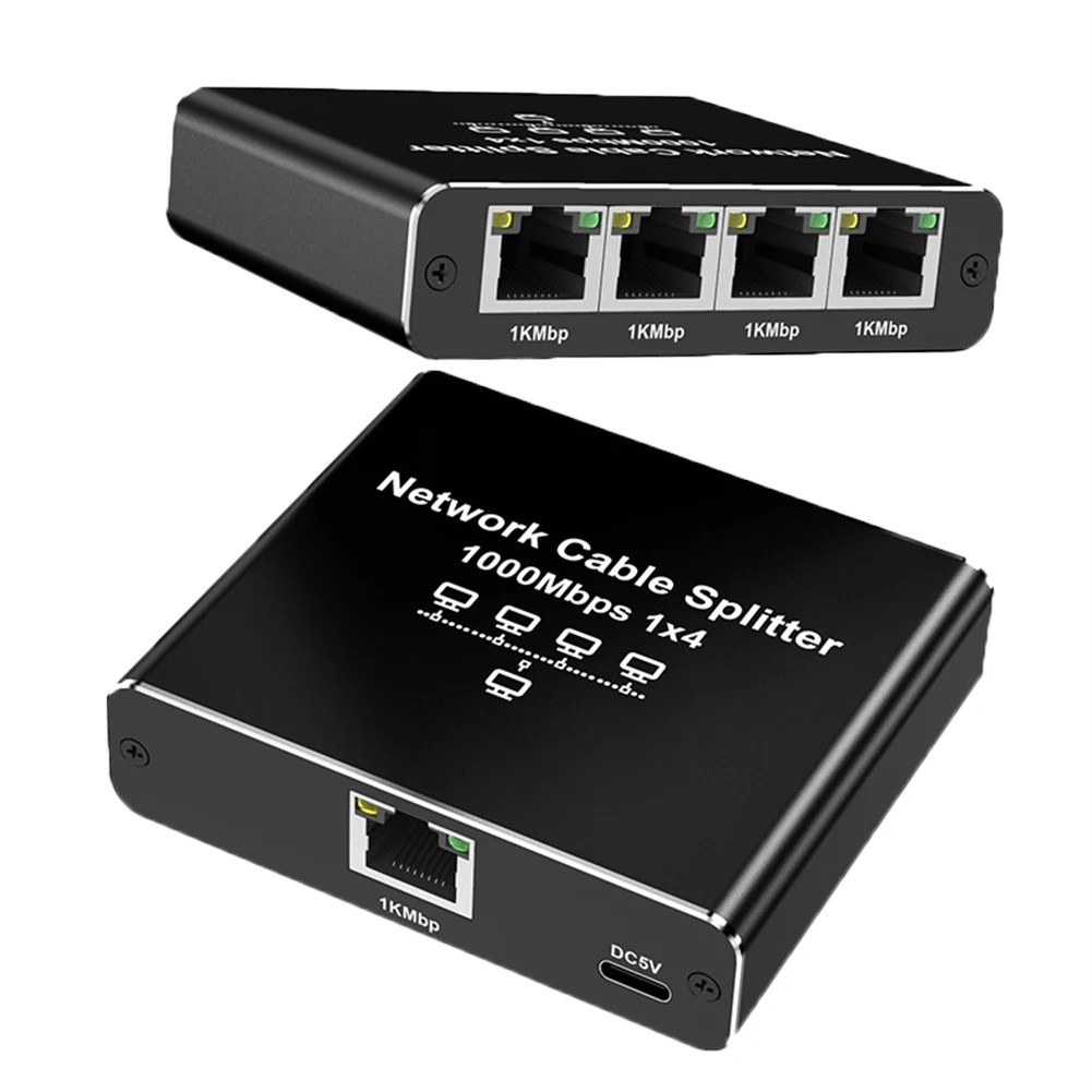 

1 To 4 Internet Splitter Adapter with USB Power Cable 1000Mbps High Speed 4 Devices Simultaneously Networking for Cat6/7/8 Cable