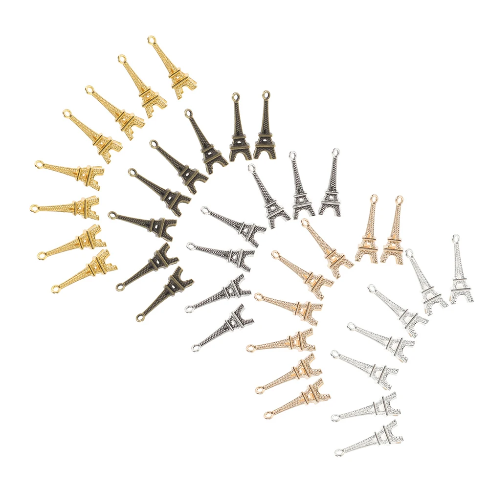 

100Pcs Eiffel Tower Charms Vintage Alloy Pendant DIY Jewelry Accessories for Necklace Bracelet Keychain Retro Decor Craft