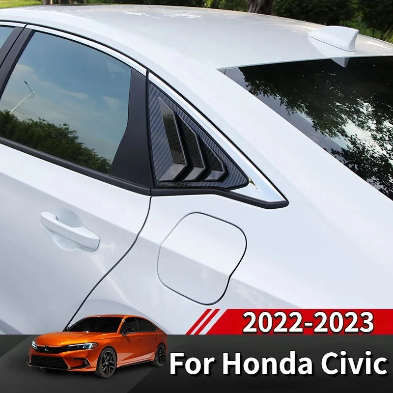 For Honda Civic 2022-2026 ABS Carbon Fiber Car Rear Window Triangular Louvers Deflector Cover Trim Exterior Car Accessories